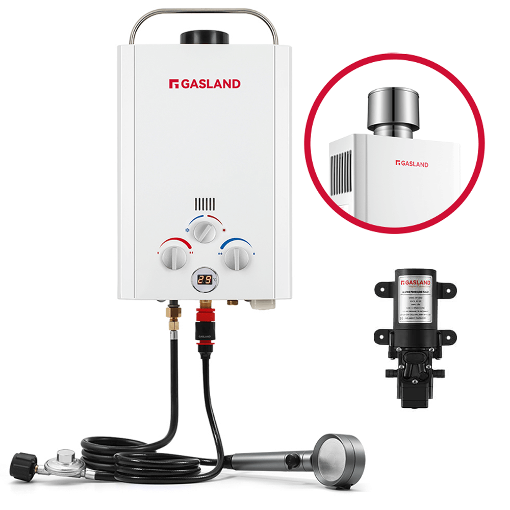 GASLAND GASLAND 8L Tankless Propane Water Heater with Pump & Rain Cap