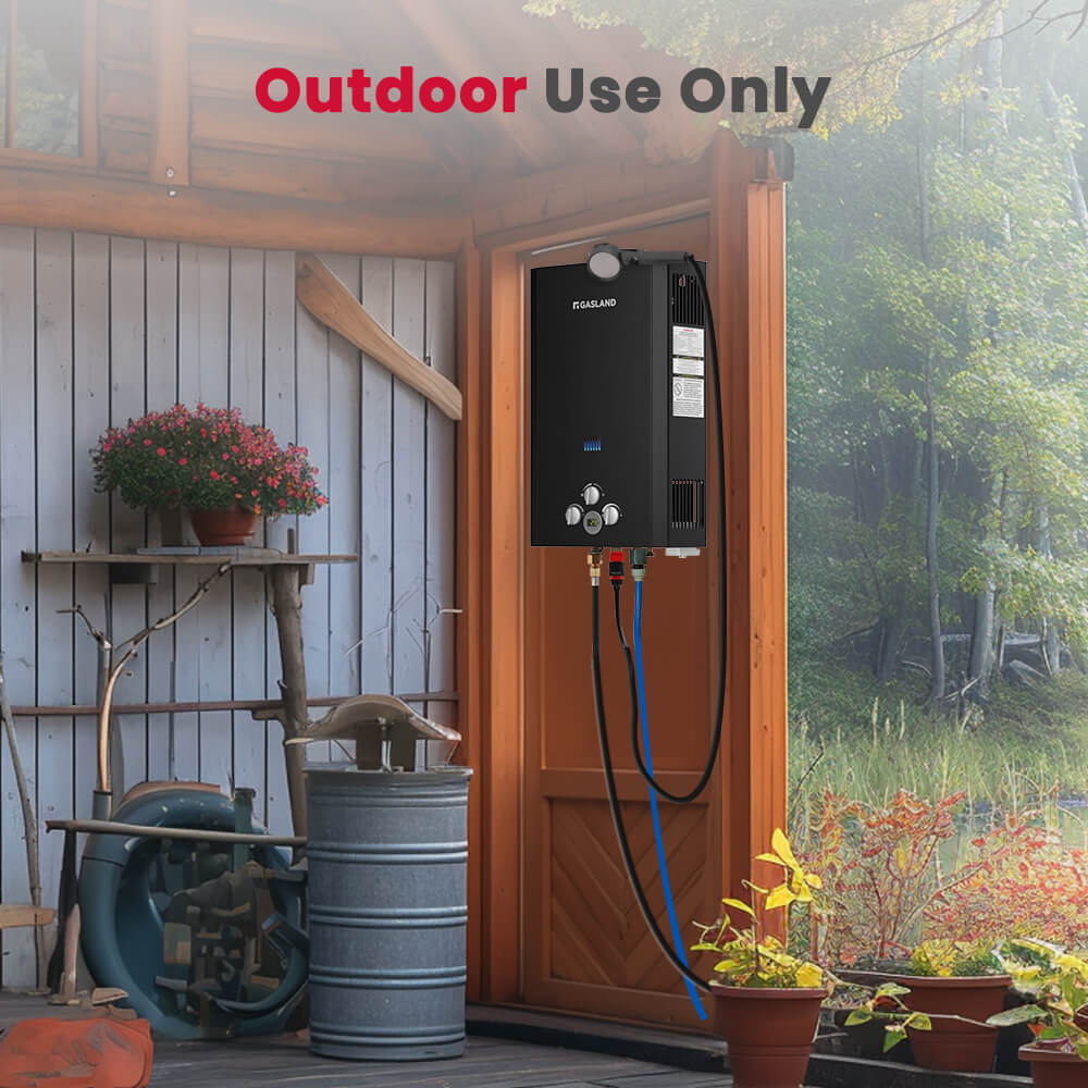 GASLAND GASLAND Tankless Propane Water Heater With Rain Cap - 10L Black