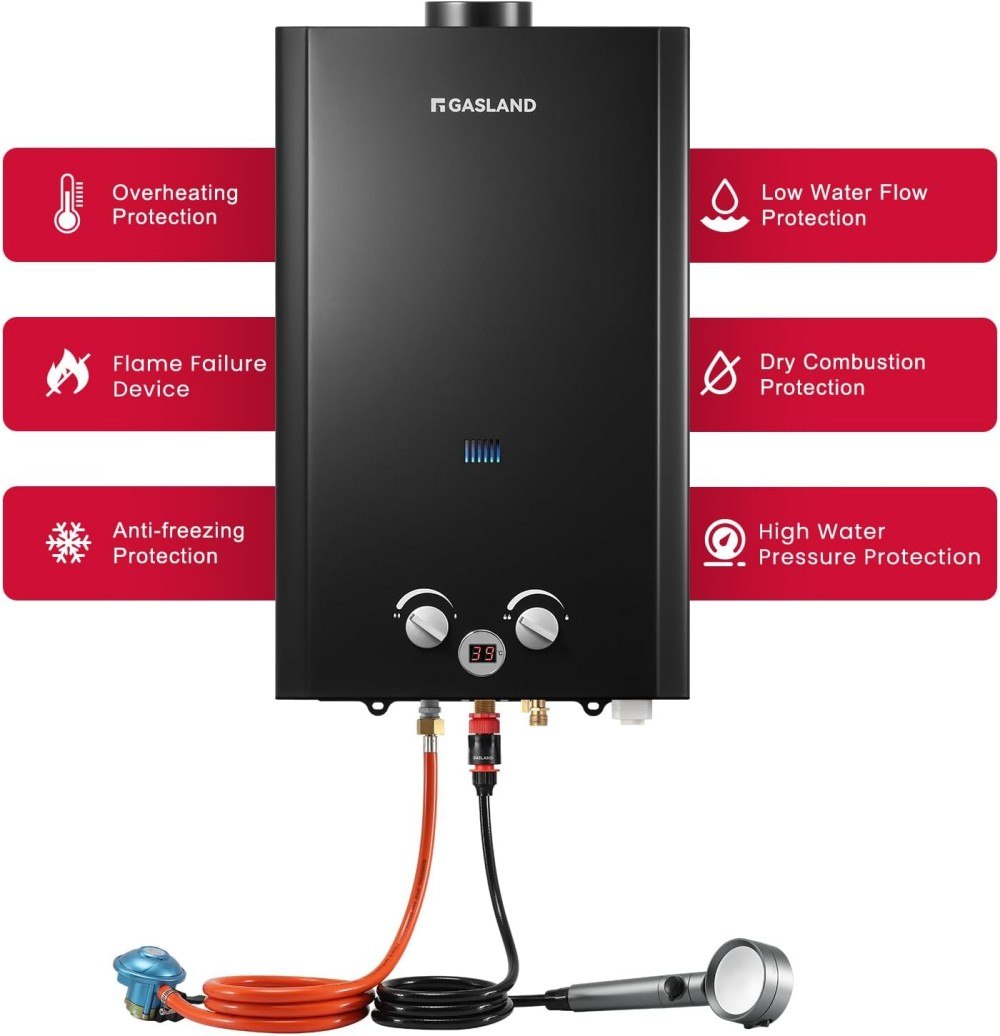 GASLAND 16L Tankless Gas Durchlauferhitzer - 50mbar