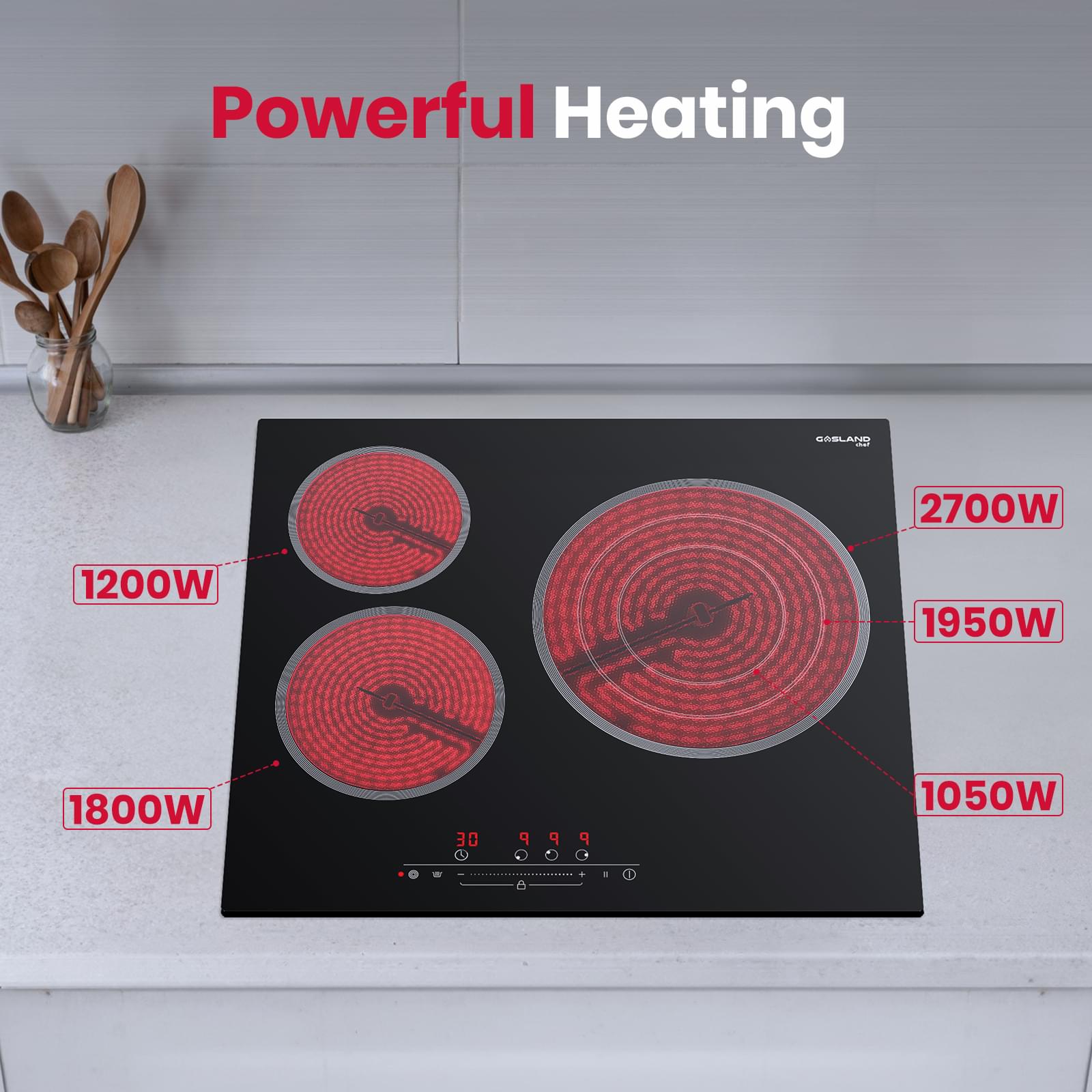 GASLAND 60cm 3 Burner 5700W Triple Ring Slider Touch Control Electric Ceramic Cooktop-CH603BF-GASLAND Chef