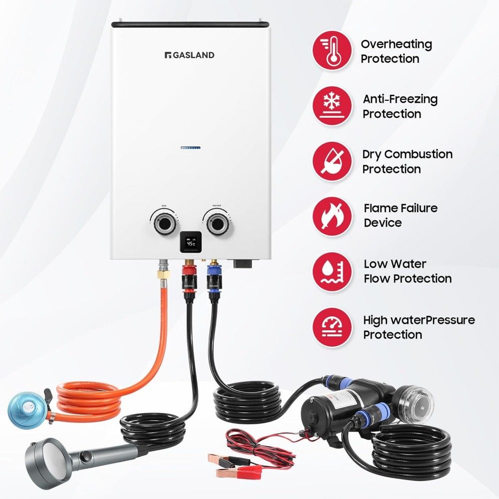GASLAND Goshower Series 10L Tankless Gas Durchlauferhitzer - 50mbar