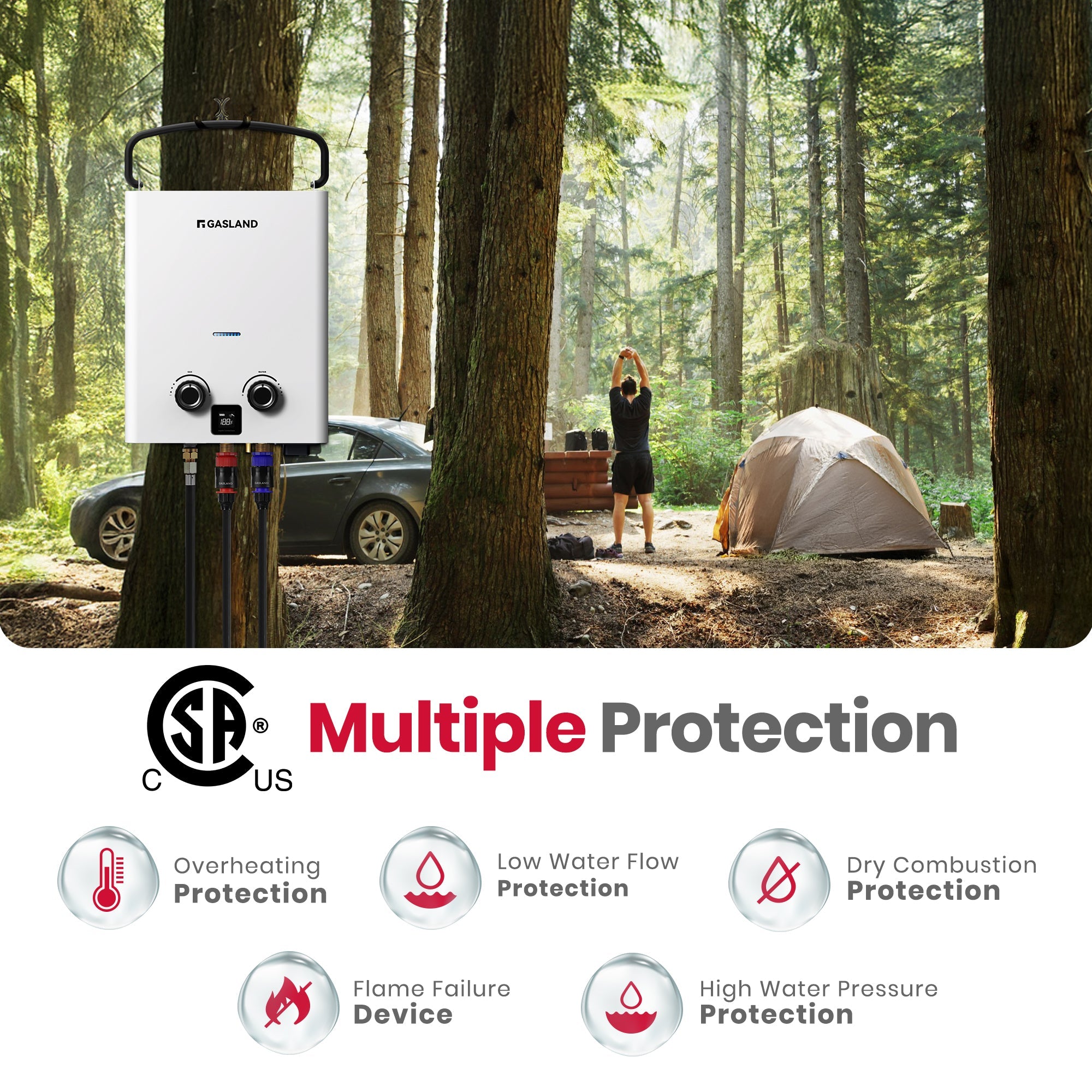 GASLAND GoShower 5Pro 1.32 GPM Outdoor Propane Tankless Water Heater With Pump Kit