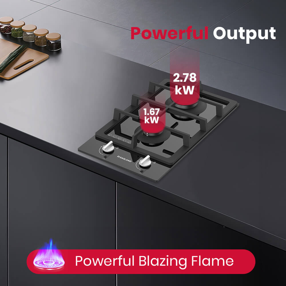 GASLAND GASLAND 30cm 2 Burner Black Tempered Glass Gas Cooktop