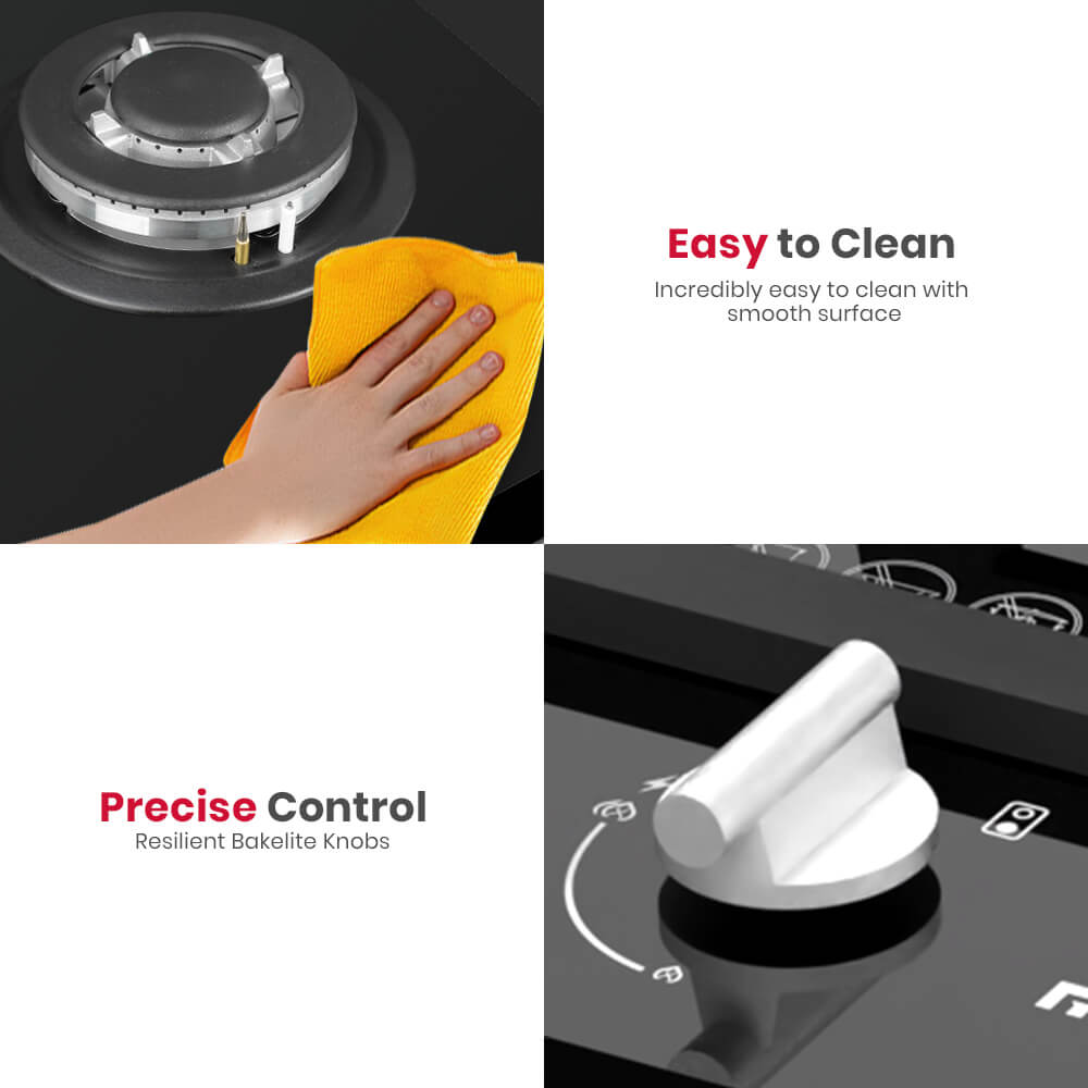 GASLAND GASLAND 30cm 2 Burner Black Tempered Glass Gas Cooktop