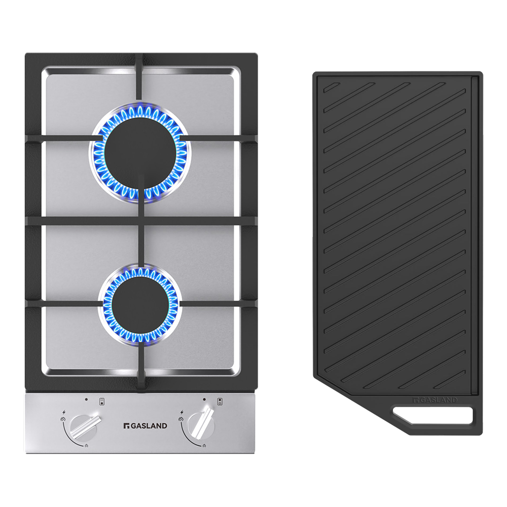 GASLAND GASLAND 30cm 2 Burner Stainless Steel Gas Cooktop With Griddle