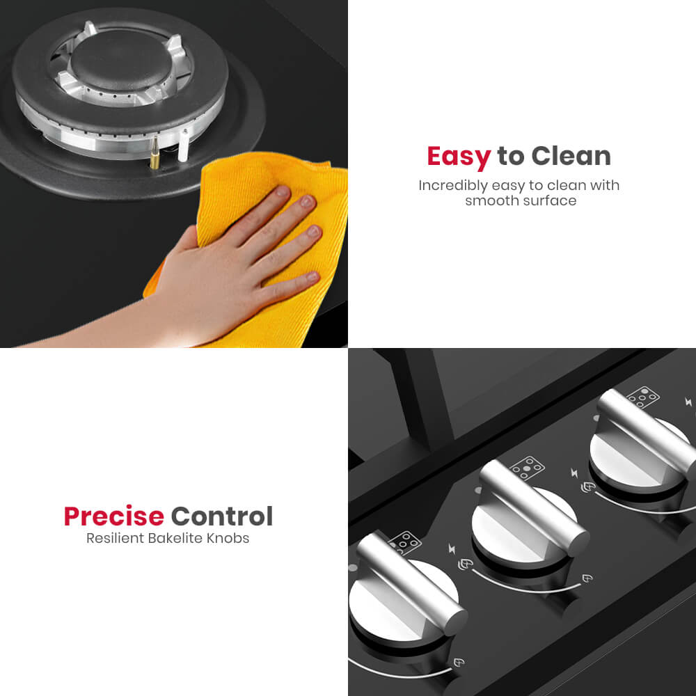 GASLAND GASLAND 60cm 4 Burner Black Tempered Glass Tri-ring Gas Cooktop