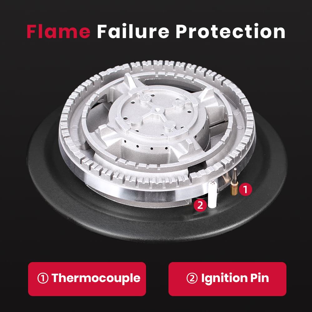 GASLAND 90CM 5 Burner Black Tempered Glass Tri-ring Gas Cooktop-GH90BFN-GASLAND Chef