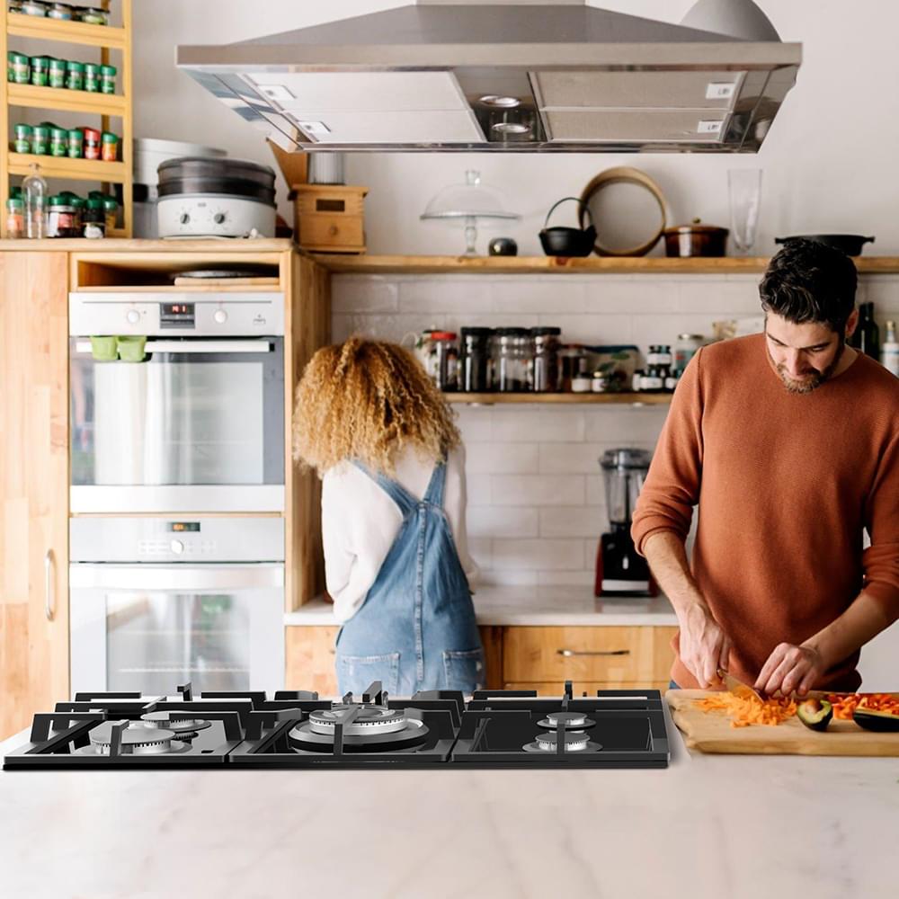 GASLAND 90CM 5 Burner Black Tempered Glass Tri-ring Gas Cooktop-GH90BFN-GASLAND Chef