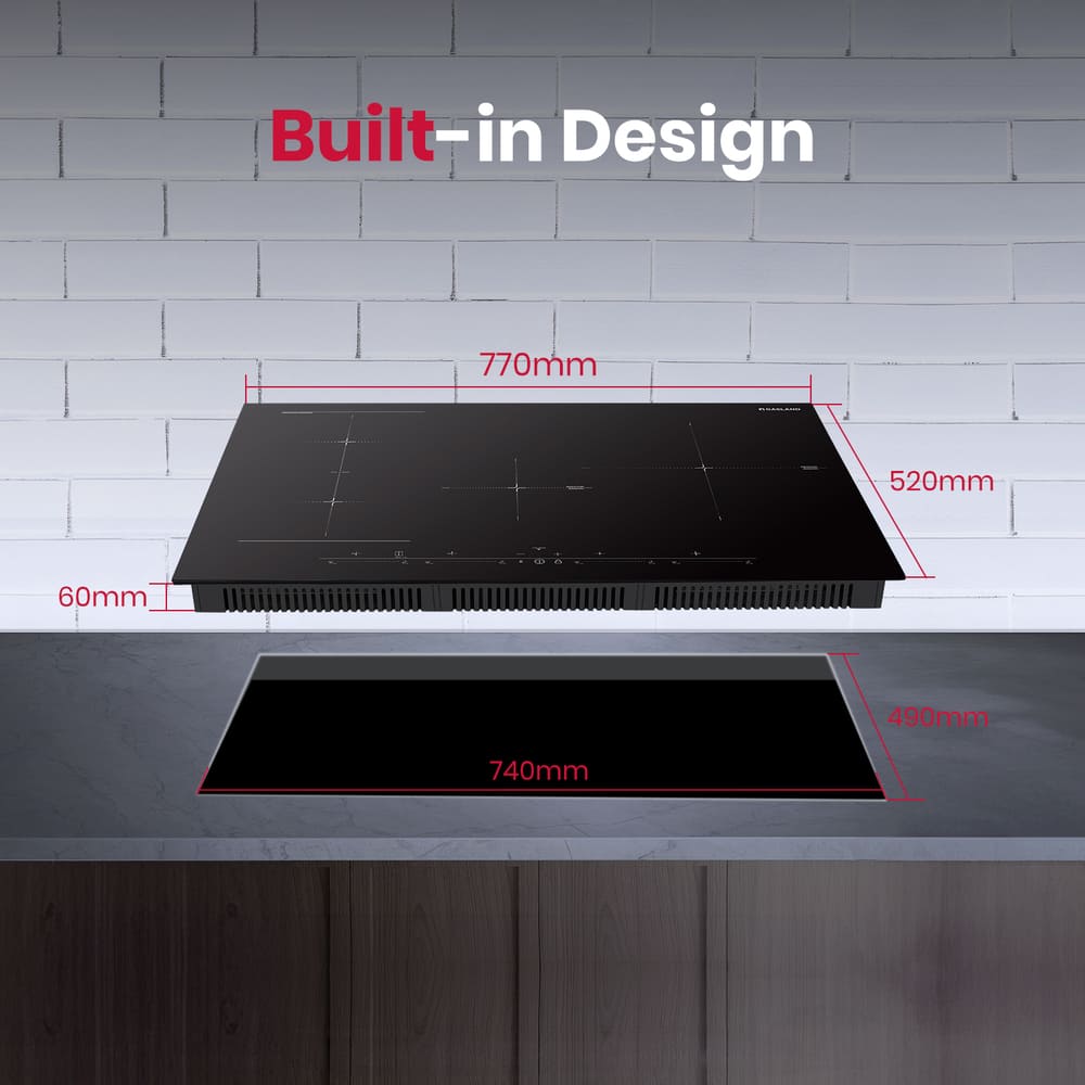 GASLAND GASLAND 77cm 4 Burner Bridge Element Induction Cooktop with Griddle