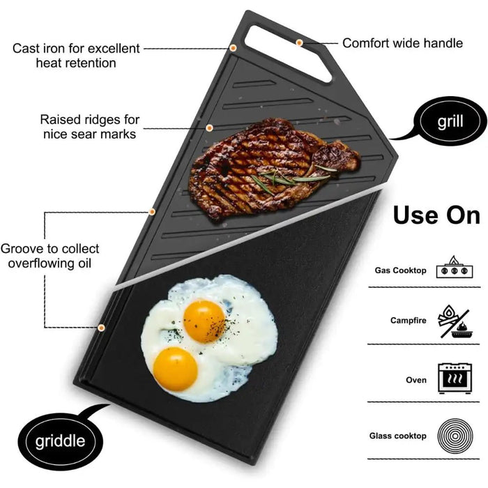 GASLAND GASLAND 90cm 5 Burner Black Tempered Glass Side Tri-ring Burner Gas Cooktop With Griddle