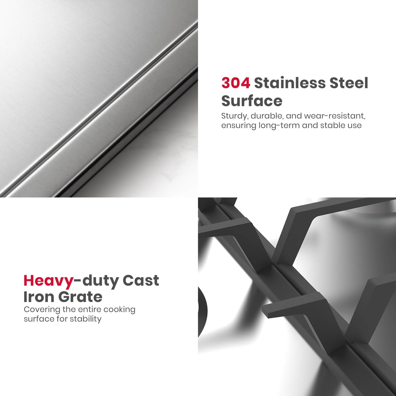 GASLAND GASLAND 90cm 5 Burner Stainless Steel Side Tri-ring Gas Cooktop With Griddle