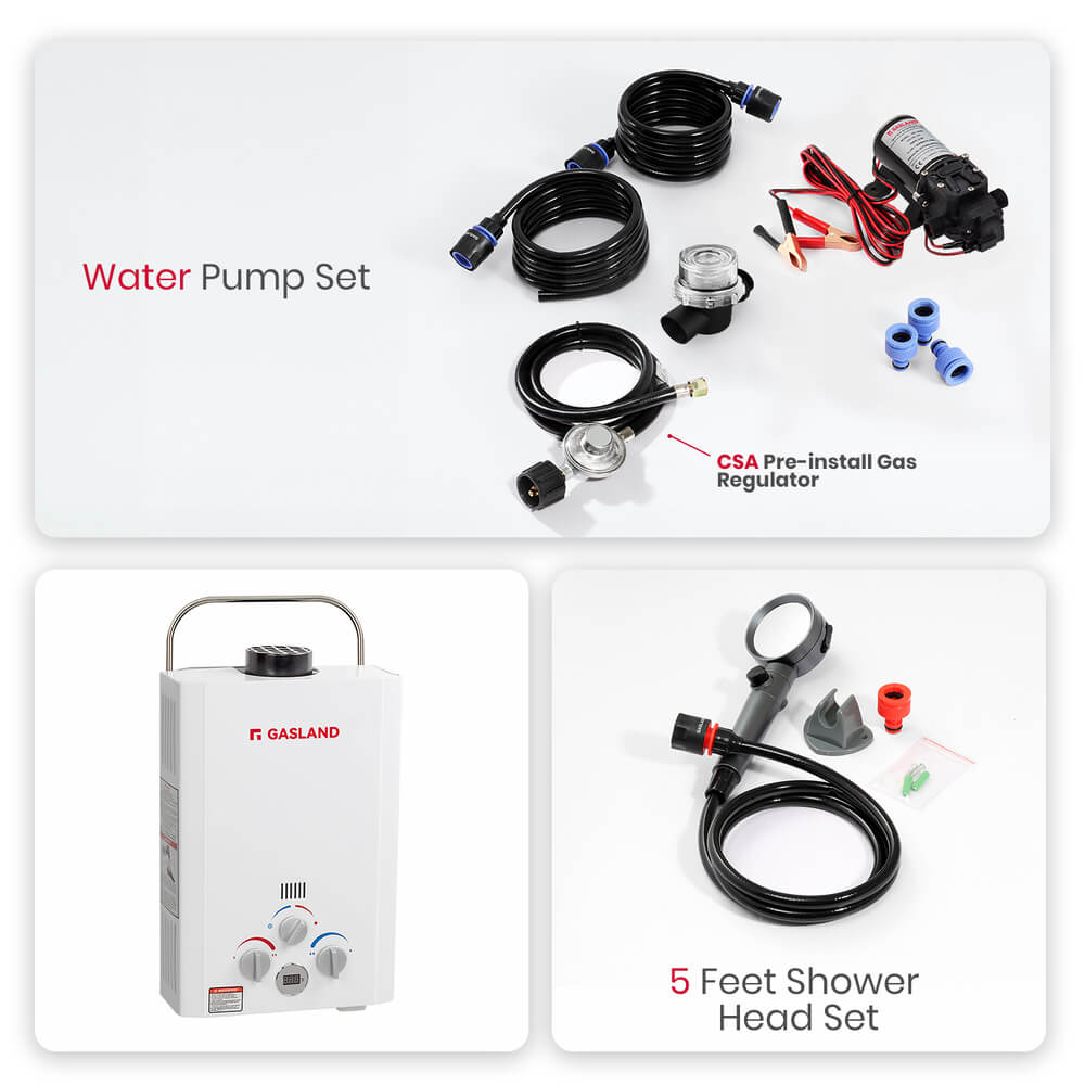 GASLAND Propane Tankless Water Heater with Water Pump - 1.58GPM 6L Digital Screen