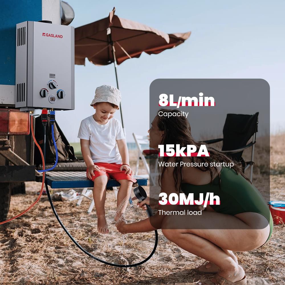 GASLAND GASLAND 8L Tankless Propane Water Heater with Pump & Rain Cap