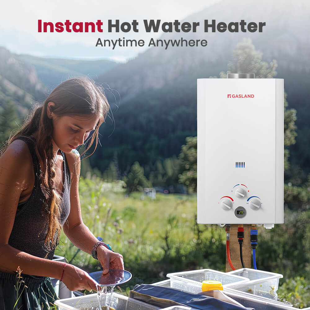 GASLAND GASLAND Tankless Propane Water Heater With Rain Cap - 10L White