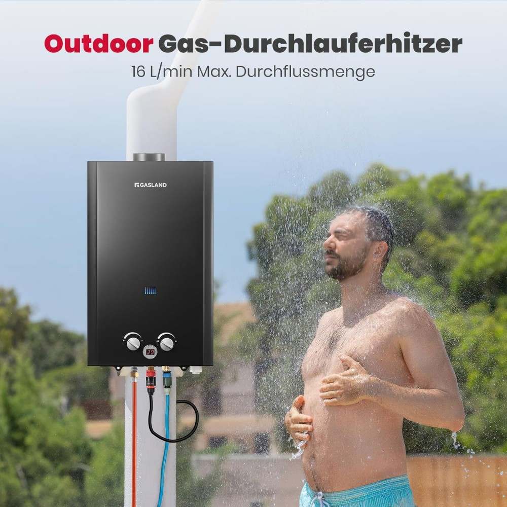 GASLAND 16L Tankless Gas Durchlauferhitzer - 50mbar