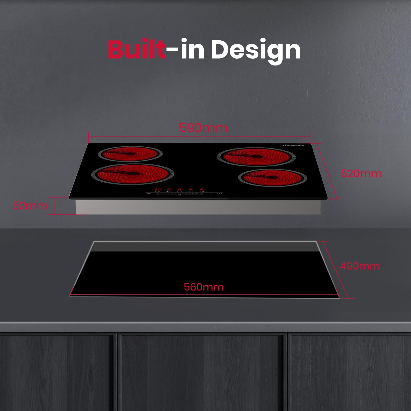 GASLAND 60cm 4 Burner 6000W Built-in Glass Electric Ceramic Cooktop-CH60BFN-GASLAND Chef