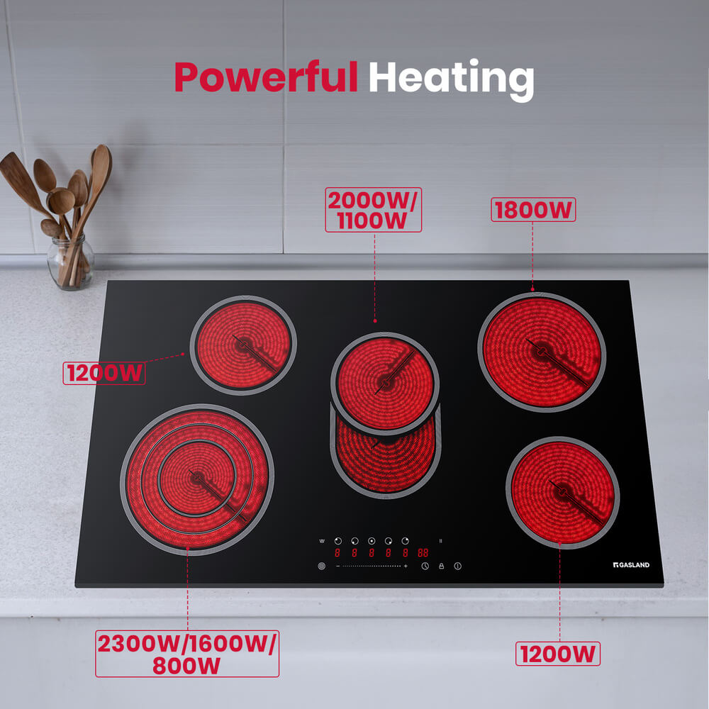 GASLAND GASLAND 90cm 5 Burner Ceramic Electric Cooktop - Triple Ring 8500W Sensor Touch Control