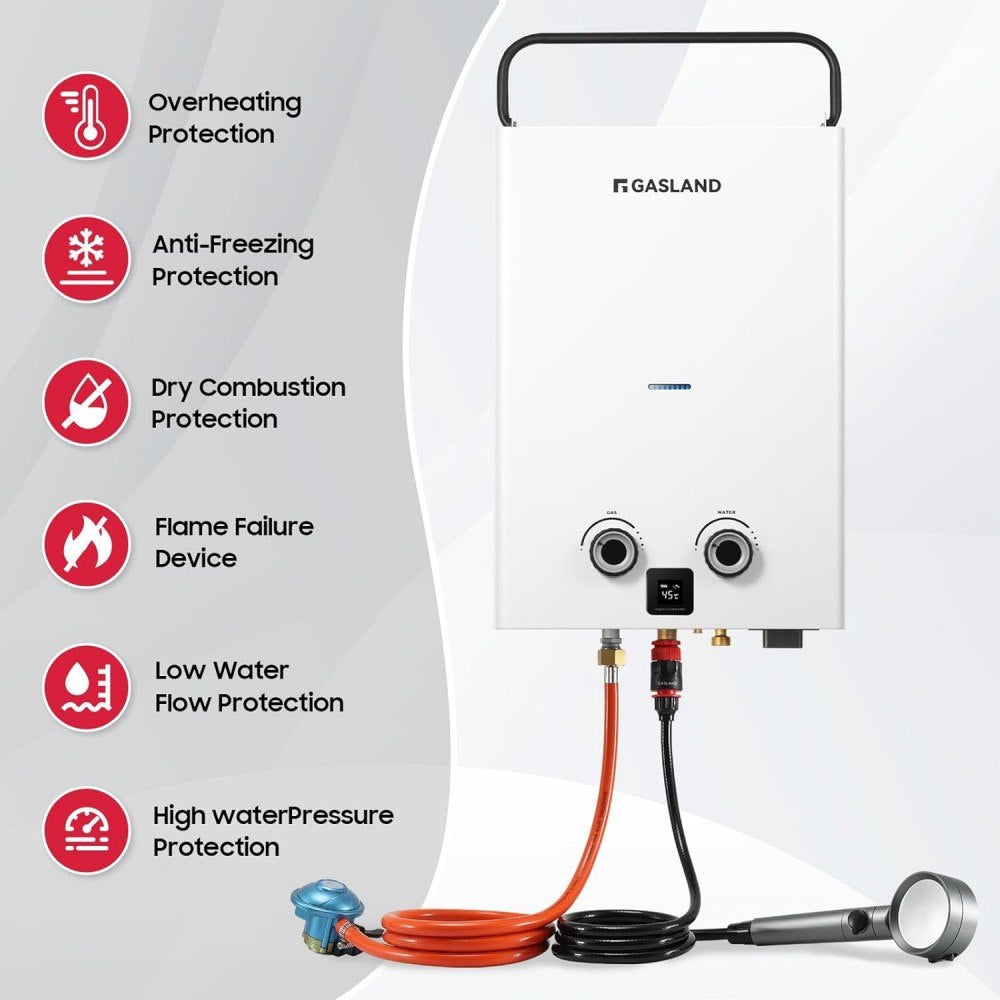 GASLAND Goshower Series 10L Tankless Gas Durchlauferhitzer - 50mbar