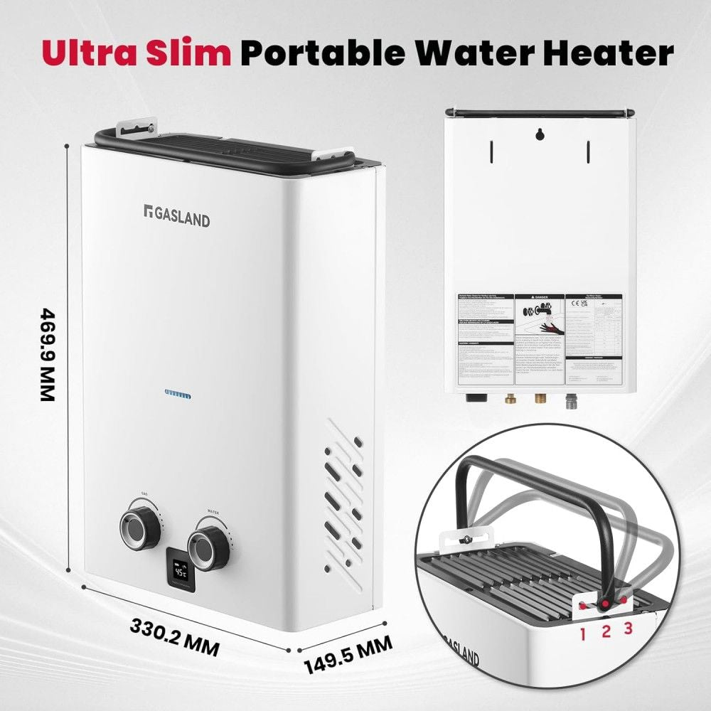 GASLAND Goshower Series 10L Tankless Gas Durchlauferhitzer - 50mbar