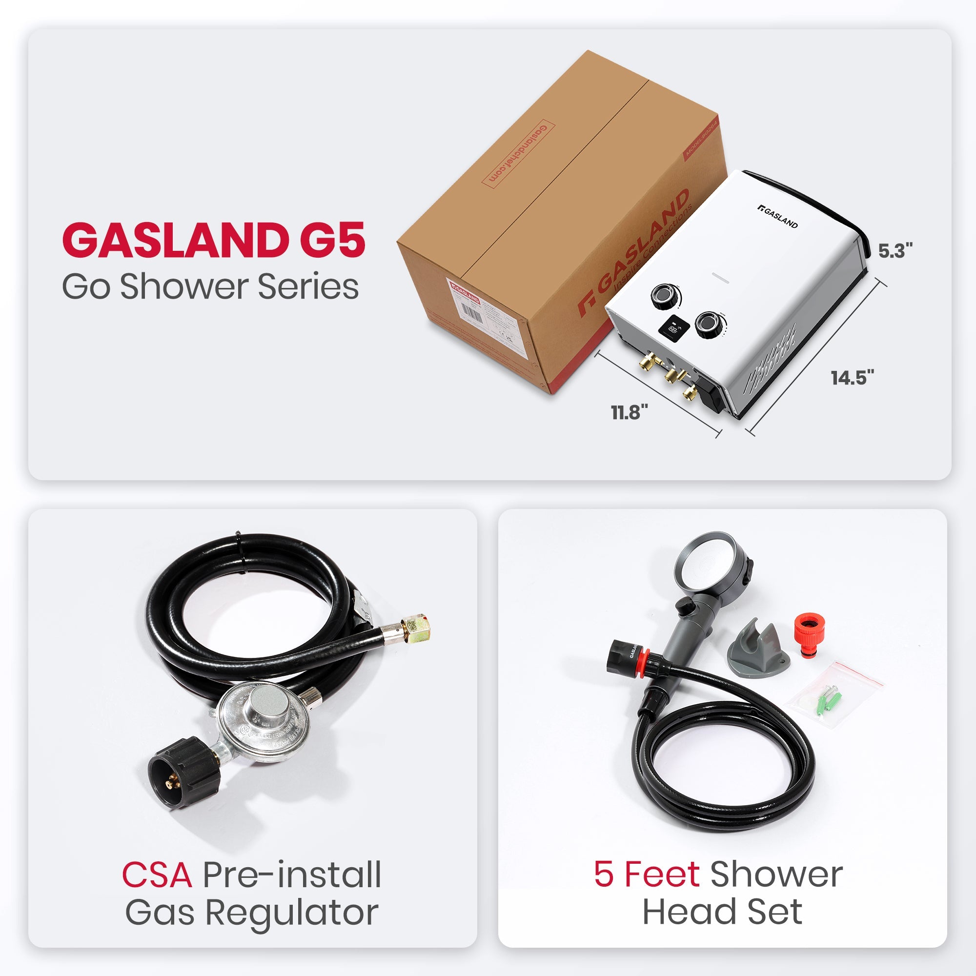 GASLAND GoShower 5Pro 1.32 GPM Outdoor Propane Tankless Water Heater With Pump Kit