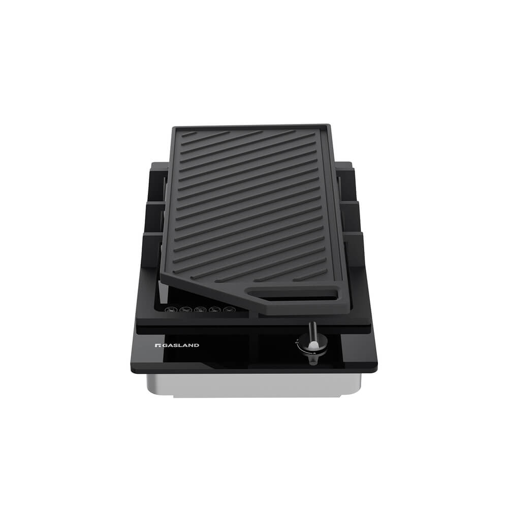 GASLAND GASLAND 30cm Single Burner Black Tempered Glass Gas Cooktop With Griddle
