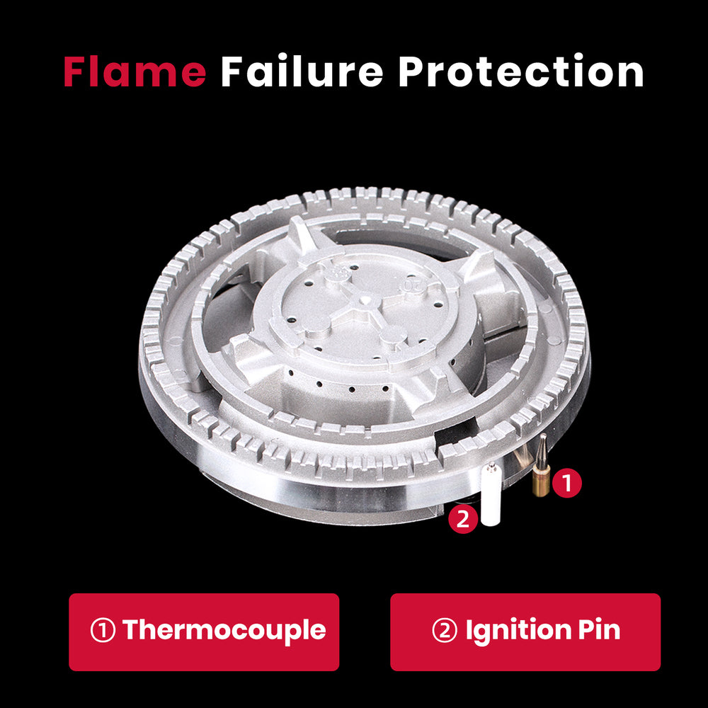 GASLAND GASLAND 90cm 5 Burner Black Tempered Glass Side Tri-ring Burner Gas Cooktop With Griddle