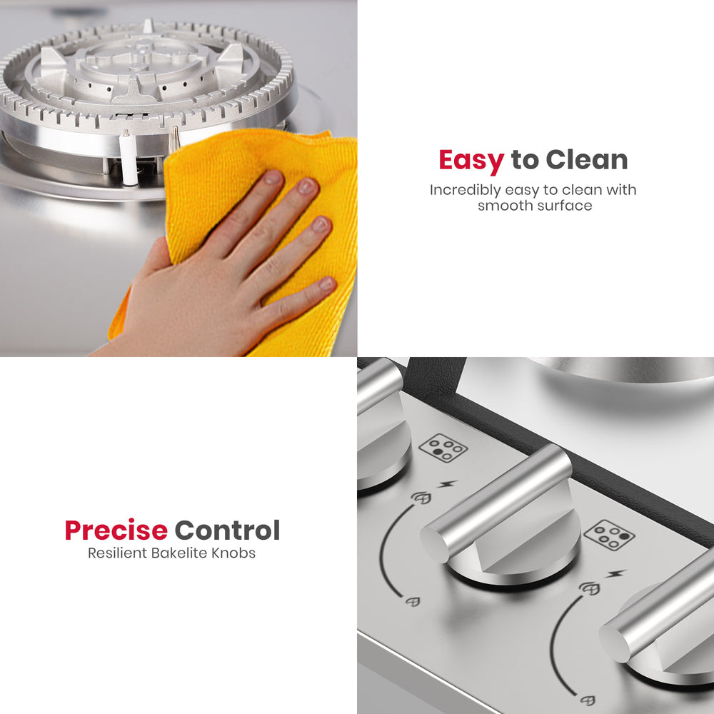 GASLAND GASLAND 90cm 5 Burner Stainless Steel Side Tri-ring Gas Cooktop With Griddle