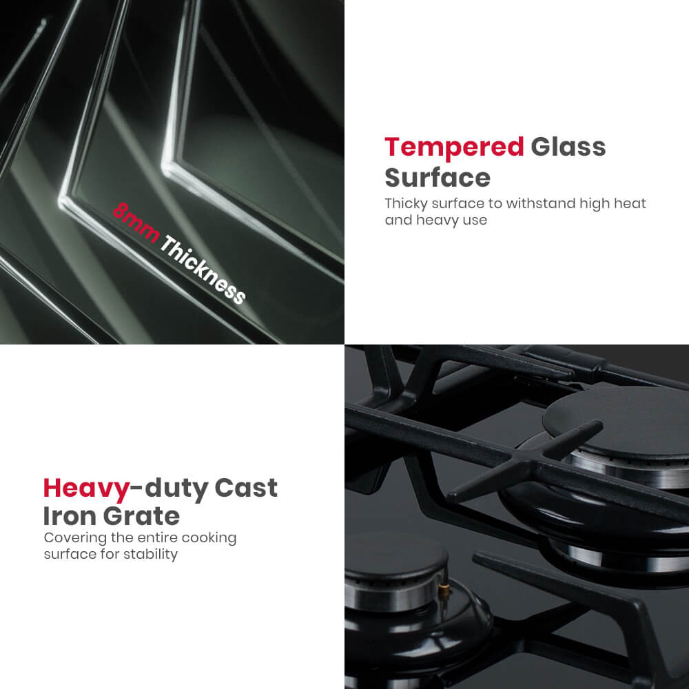 GASLAND GASLAND 30cm 2 Burner Black Tempered Glass Gas Cooktop