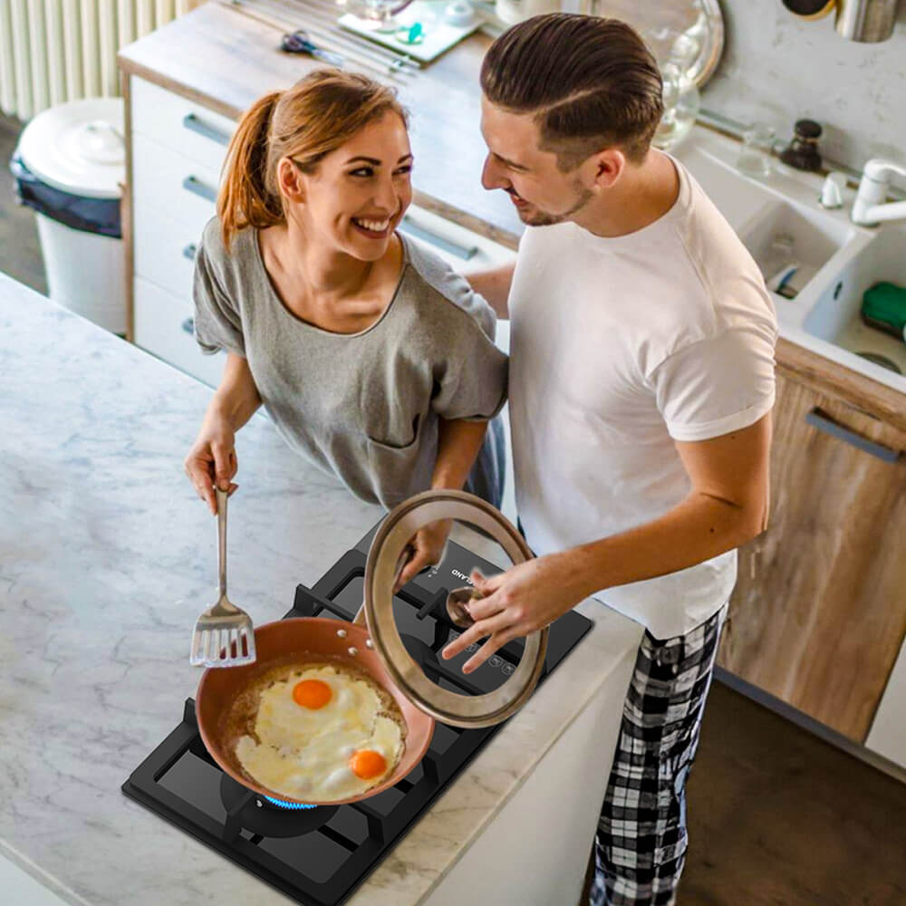 GASLAND GASLAND 30cm 2 Burner Black Tempered Glass Gas Cooktop