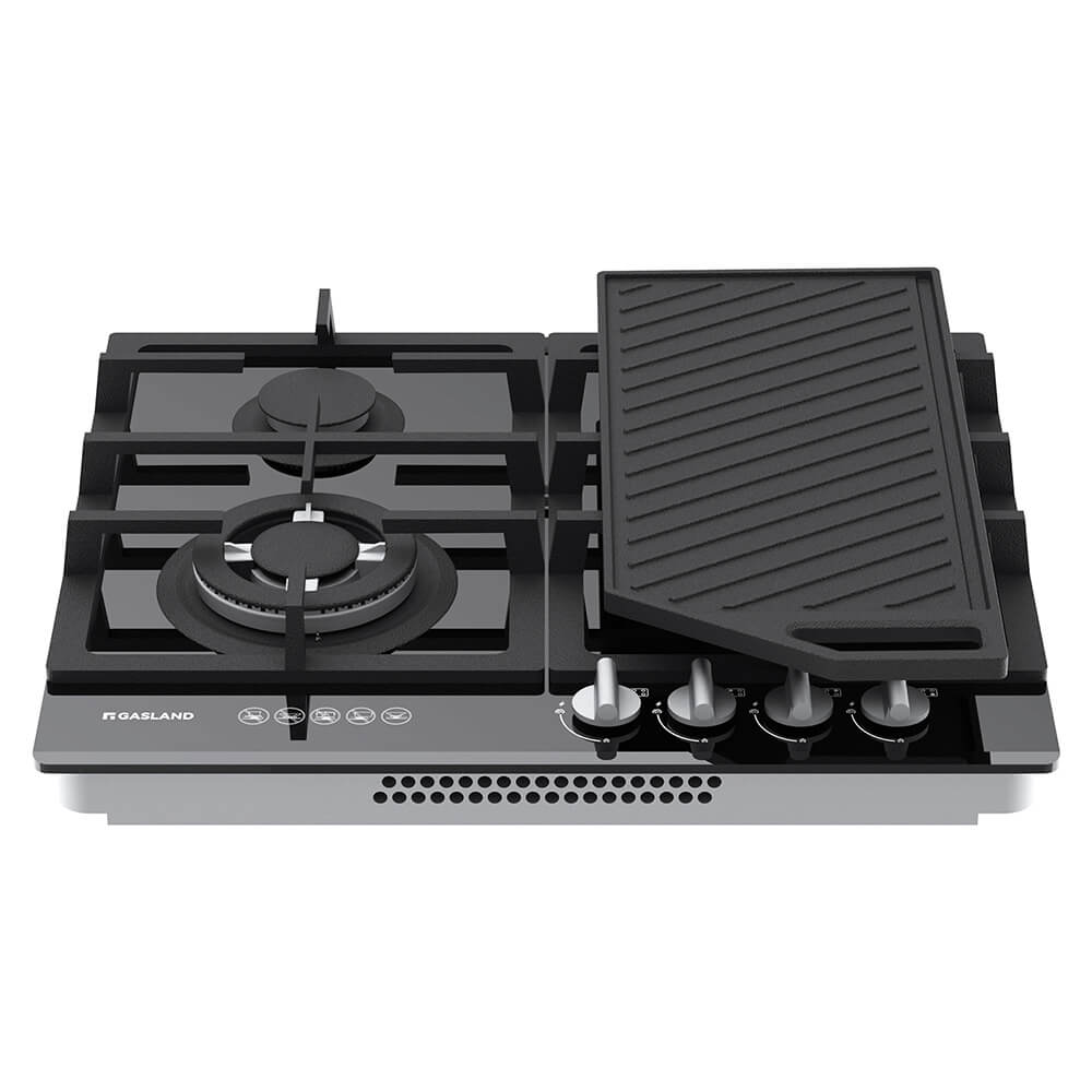 GASLAND GASLAND 60cm 4 Burner Black Tempered Glass Gas Cooktop With Griddle