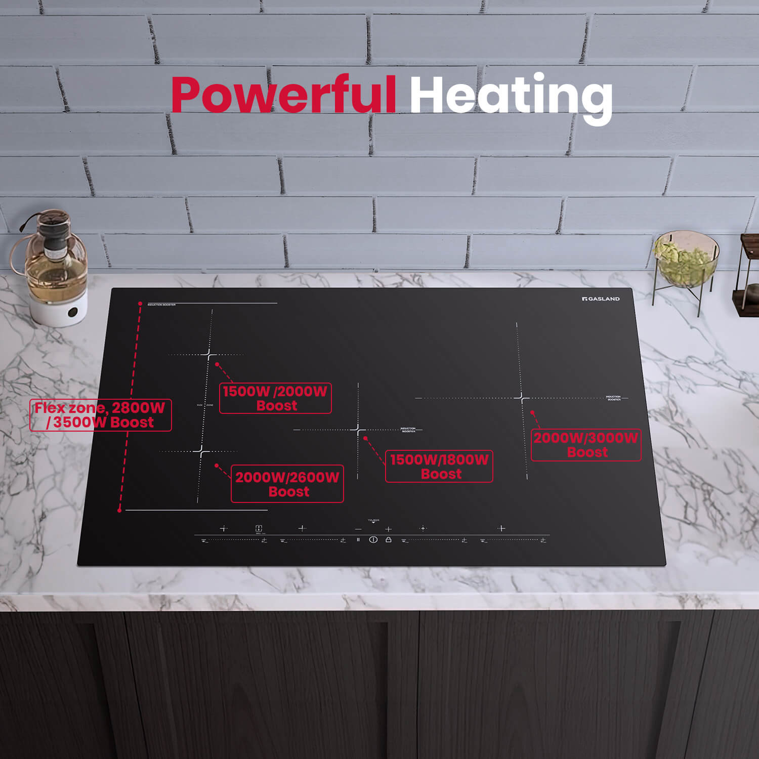 GASLAND GASLAND 77cm 4 Burner Bridge Element Induction Cooktop with Griddle