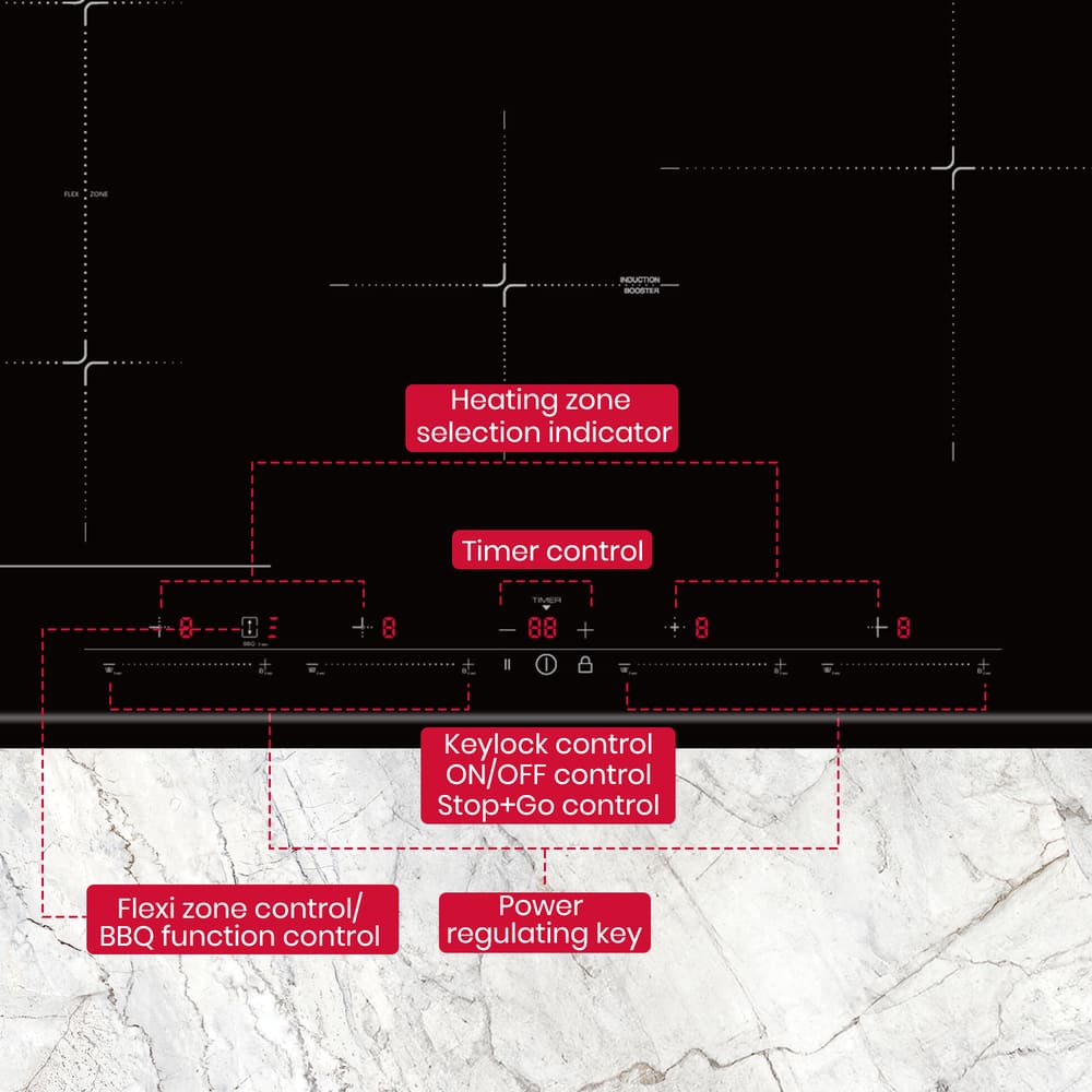 GASLAND GASLAND 77cm 4 Burner Bridge Element Induction Cooktop with Griddle