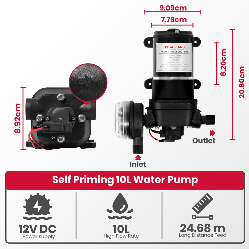 GASLAND 12V DC Wasserpumpen-Kit mit 12,5 Litern pro Minute und 2,8 Bar