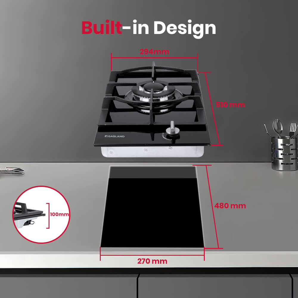GASLAND GASLAND 30cm Single Burner Black Tempered Glass Tri-ring Gas Cooktop